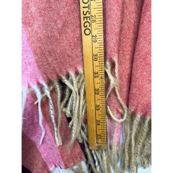 Woolrich Womens One Size Striped Poncho With Fringe Tan Red Black - Picture 3 of 9